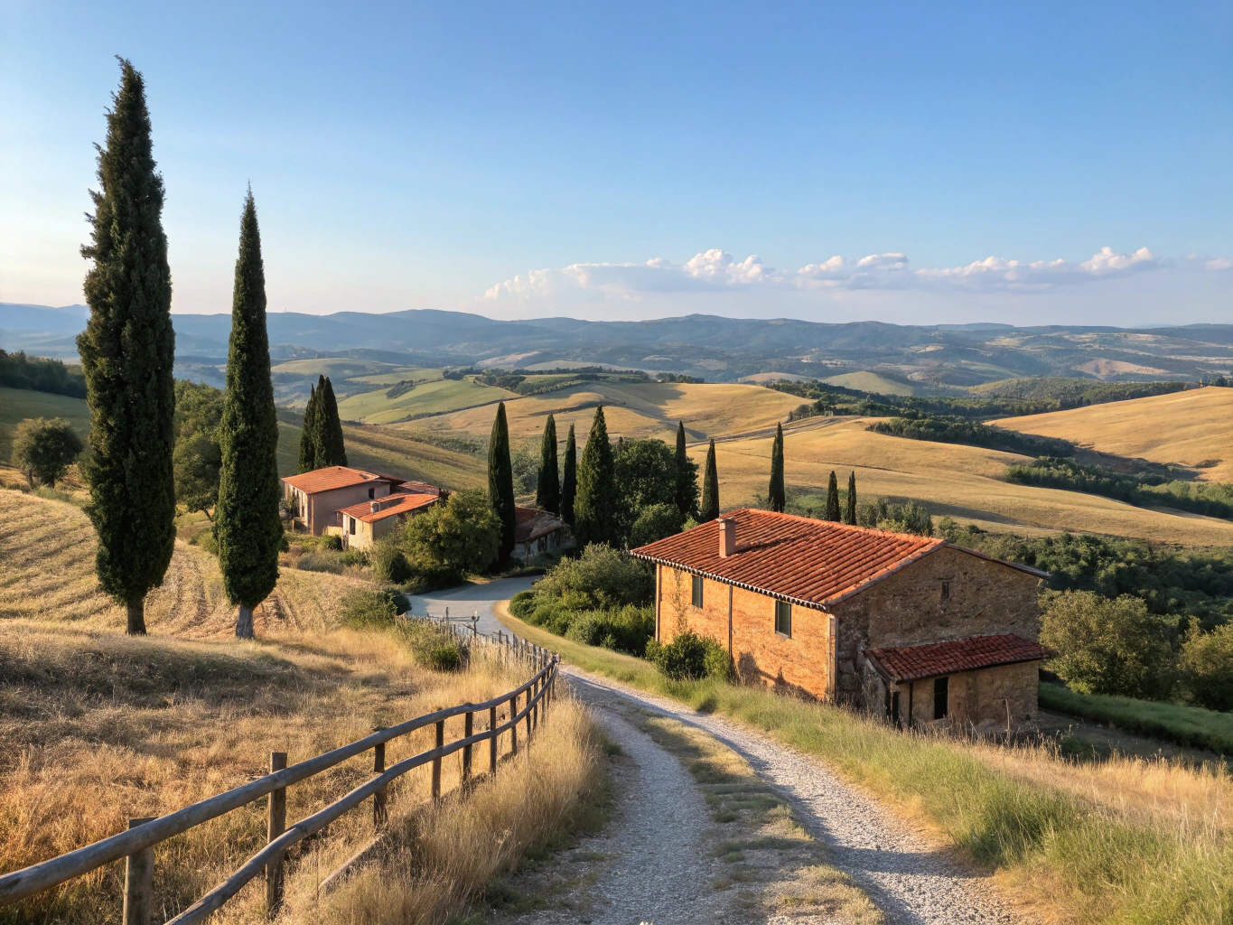 Castelmuzio hilltop village overlooking the rolling hills of Val d'Orcia