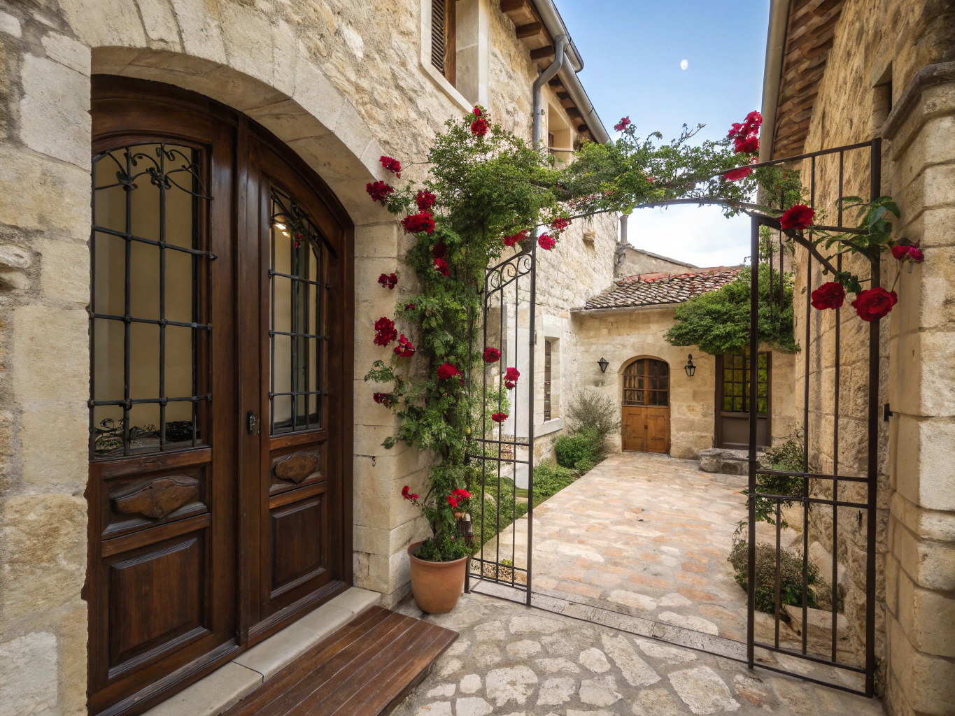 Charming stone cottage entrance and private courtyard at Le Casine di Castello
